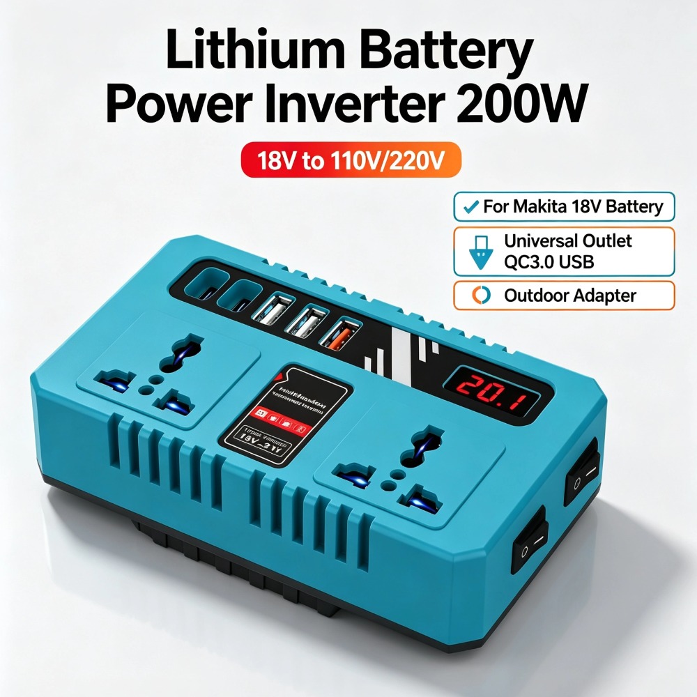Outdoor Usb Power Outlet - Lithium Batterij Stroomomvormer 200W 18V naar