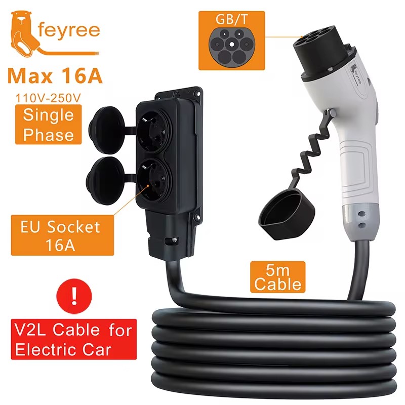 Outdoor Power Station - Feyree V2L-kabel ontladingsplug EV-lader GBT-aansluiting 16A